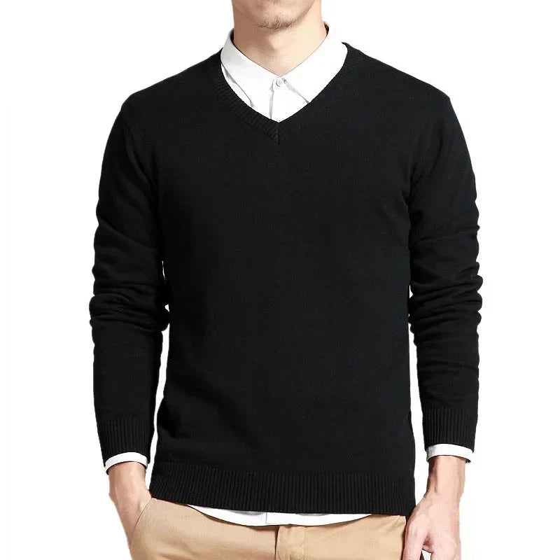 Jeff | Pull en coton premium avec col en V