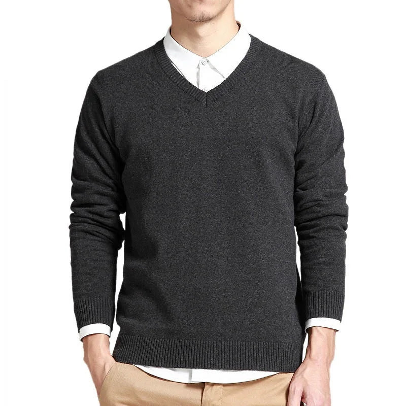 Jeff | Pull en coton premium avec col en V