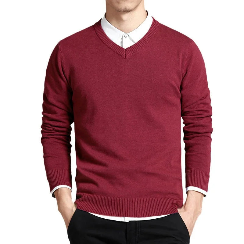 Jeff | Pull en coton premium avec col en V