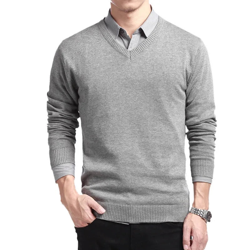 Jeff | Pull en coton premium avec col en V